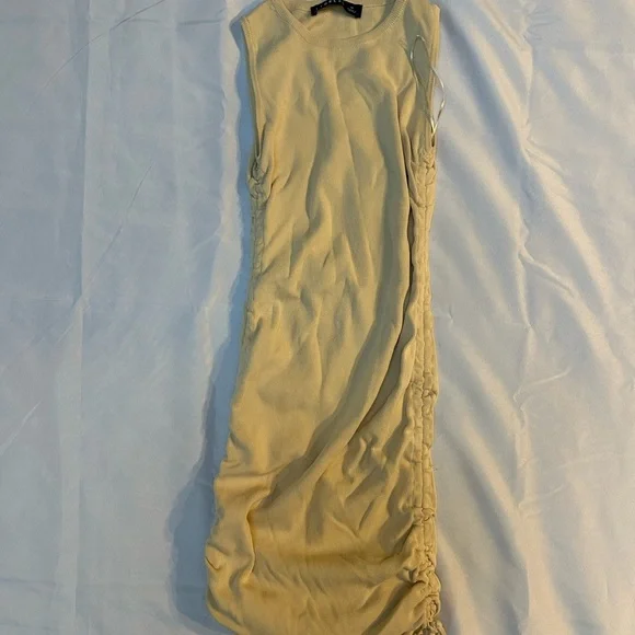 Lioness Beige Side Ruched Midi Dress - Picture 1 of 3